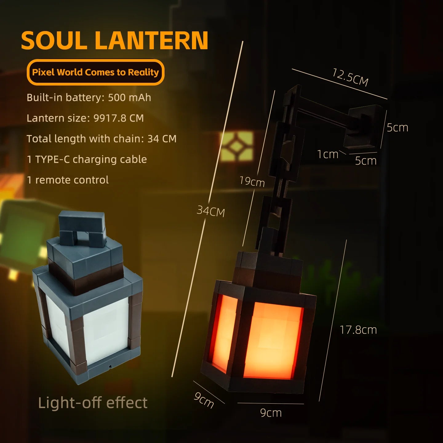Pixel Style Night Light Portable Lantern Tabletop Ornament 16 Colors Lantern DIY Interior Decoration Festival Atmosphere Light