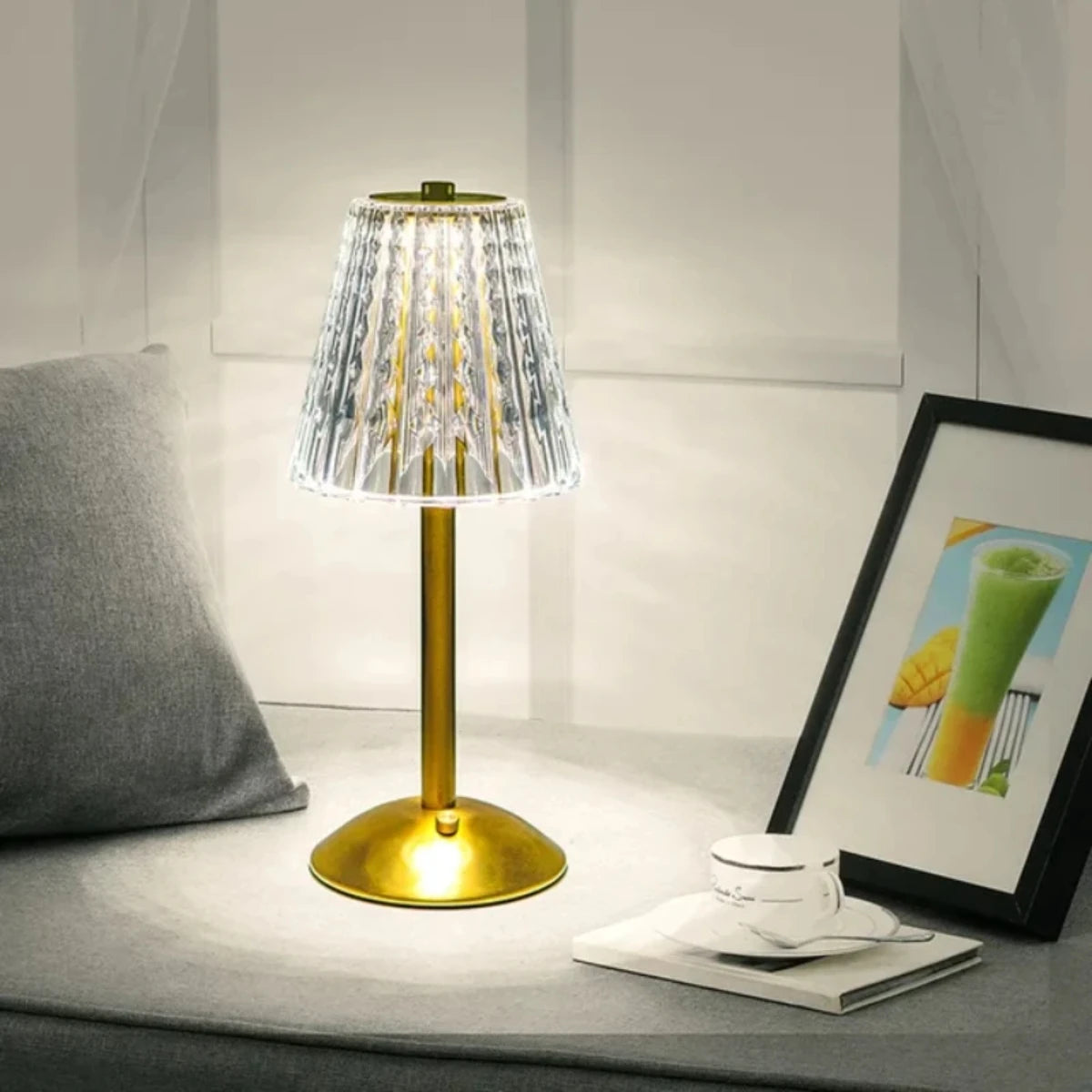Table Lamp LED Touch Sensor Dimmable Desktop Night Light Rechargeable Wireless Reading Lamp for Hotel Bar Bedroom Decor Light