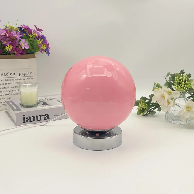 Murano Glass Desk Lamp USB Powered Glass Table Bedside Lamps Vintage Glass Lamp with 3 Color Temperature