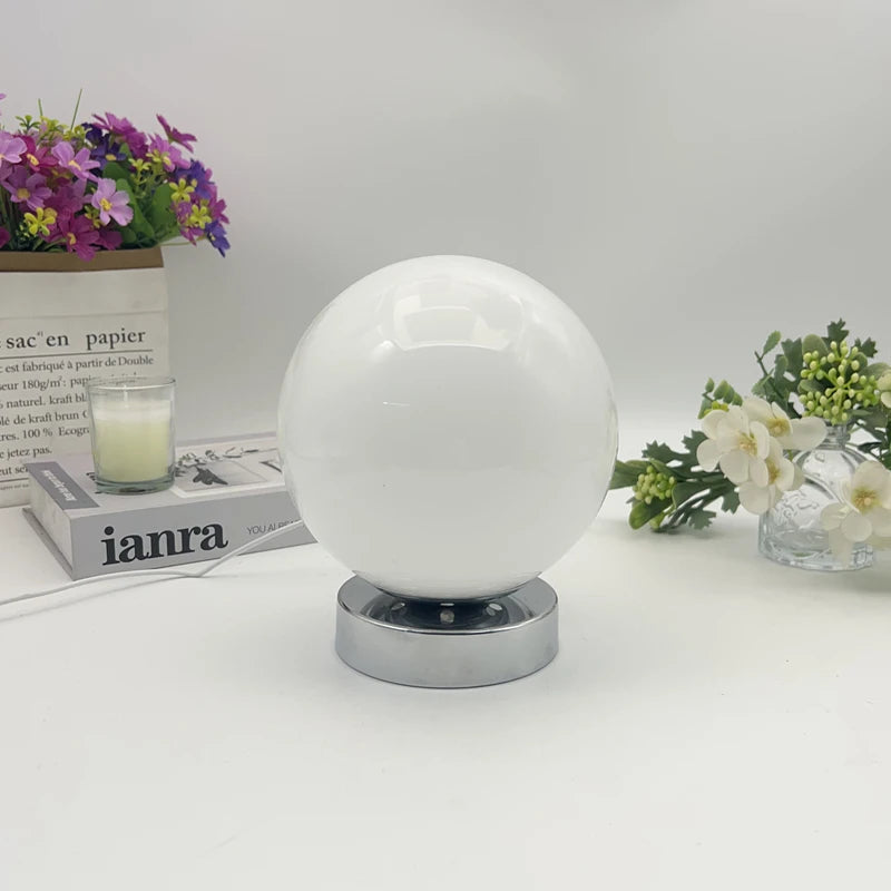 Murano Glass Desk Lamp USB Powered Glass Table Bedside Lamps Vintage Glass Lamp with 3 Color Temperature