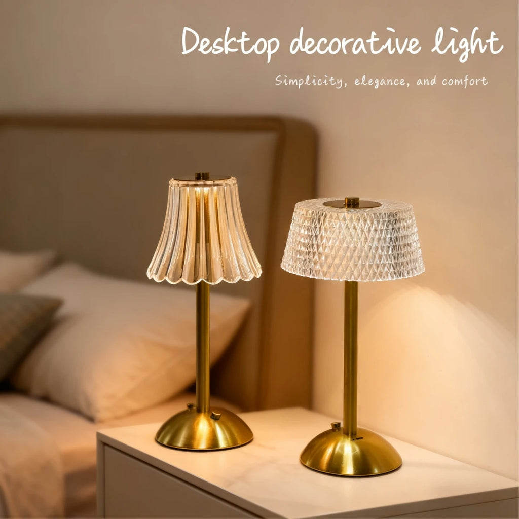 Table Lamp LED Touch Sensor Dimmable Desktop Night Light Rechargeable Wireless Reading Lamp for Hotel Bar Bedroom Decor Light